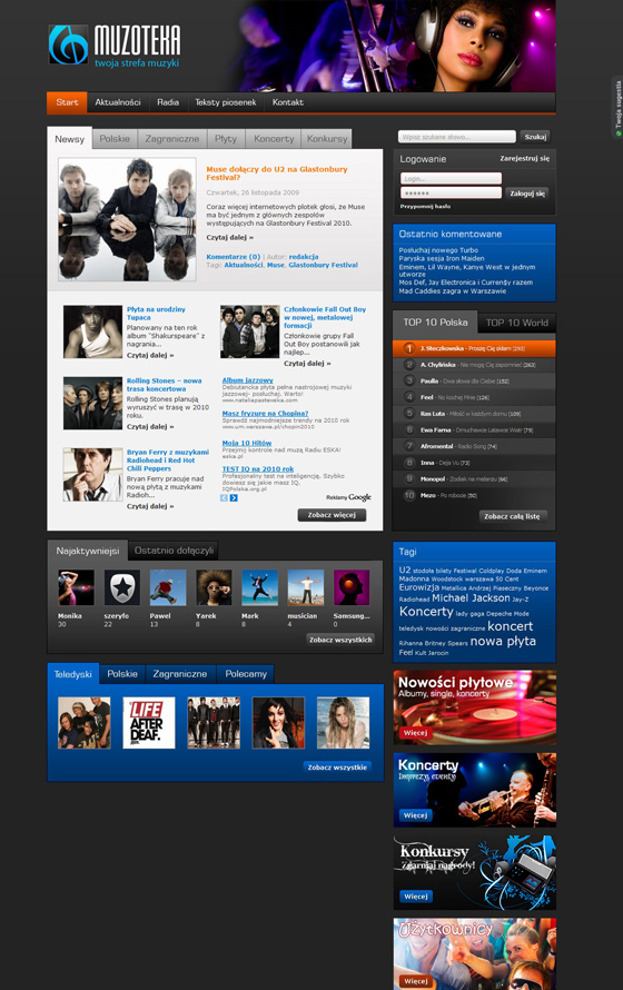 Muzoteka – ekran w wersji desktop 1