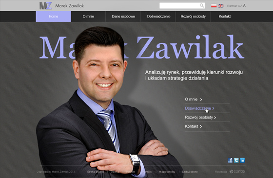 Marek Zawilak – ekran w wersji desktop 1