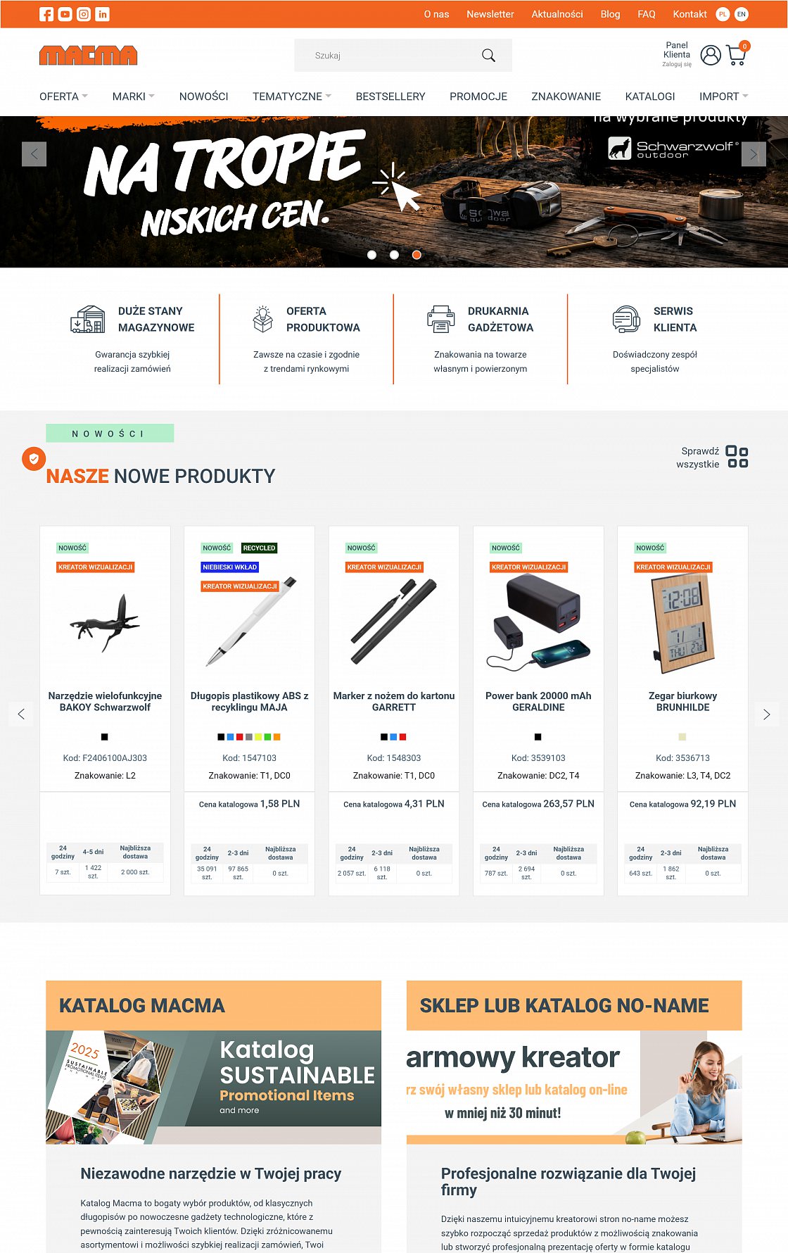Macma Polska – B2B-Plattform für Werbeagenturen – Desktop-Version, Ansicht 1