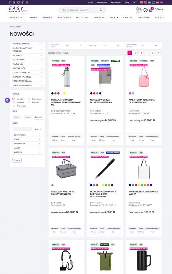 Easy Gifts – B2B platform for a promotional products importer – desktop screen 2