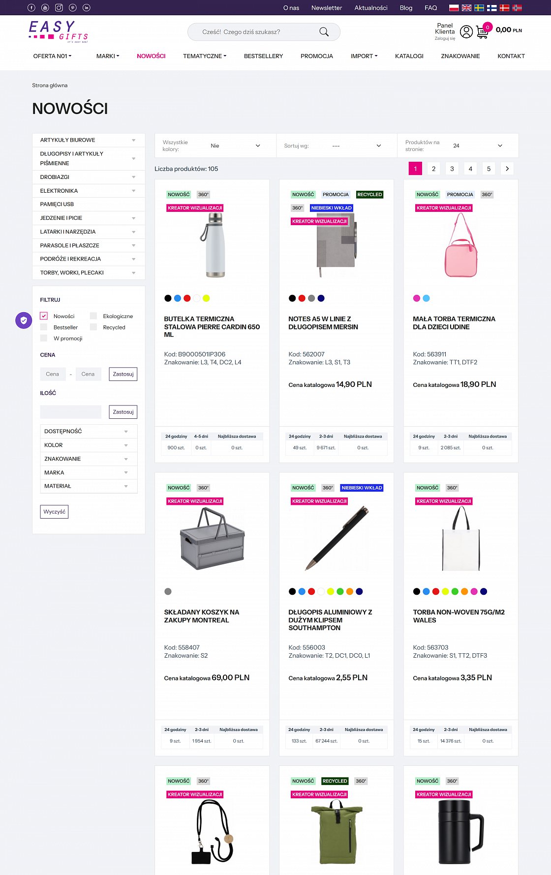 Easy Gifts – B2B-Plattform eines Werbeartikel-Importeurs – Desktop-Version, Ansicht 2
