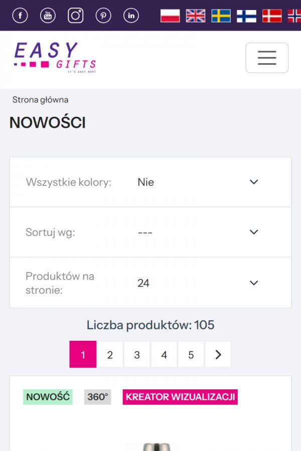 Easy Gifts – B2B-Plattform eines Werbeartikel-Importeurs – mobile Version, Ansicht 2