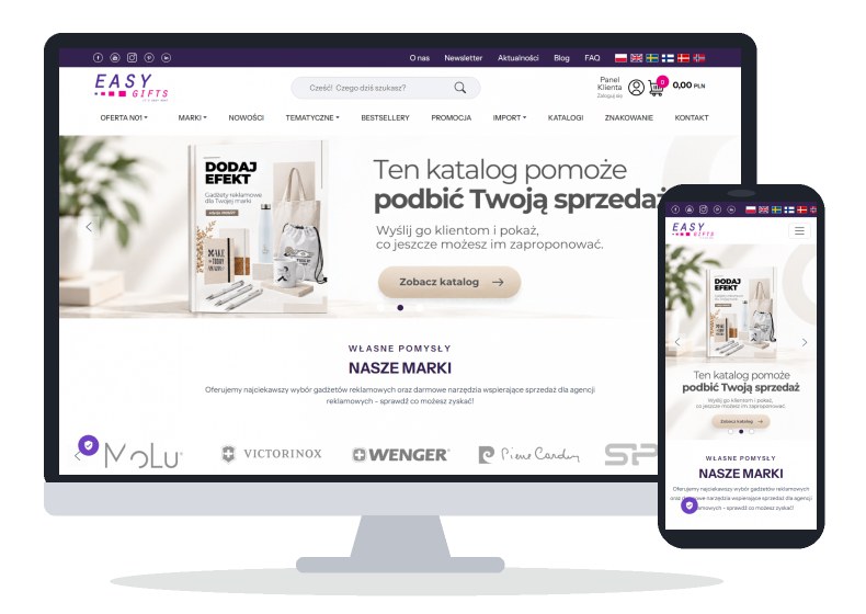 Easy Gifts – B2B platform for a promotional products importer – website on different devices