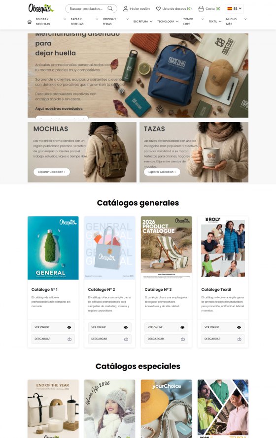 Spark Promotions España – promotional products shop – desktop screen 1