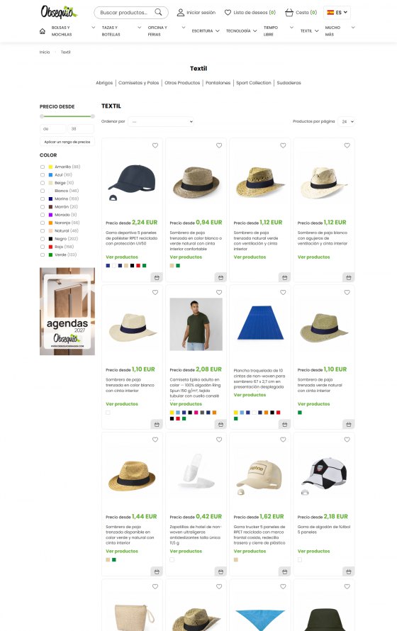 Spark Promotions España – promotional products shop – desktop screen 2