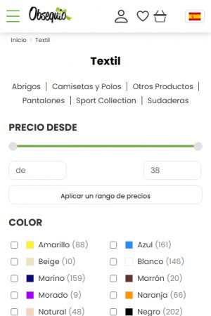 Spark Promotions España – promotional products shop – mobile screen 2
