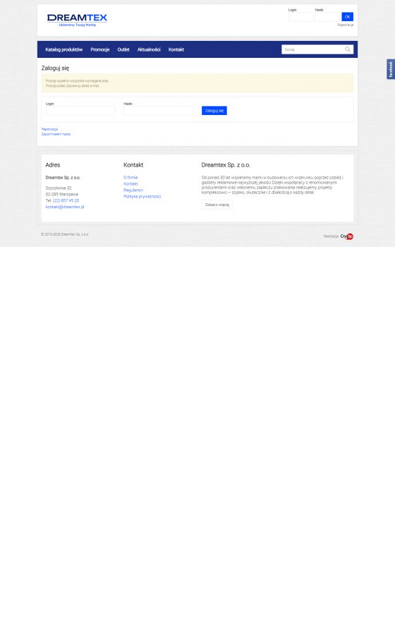 Dreamtex B2B – platforma dla agencji reklamowych – ekran w wersji desktop 2