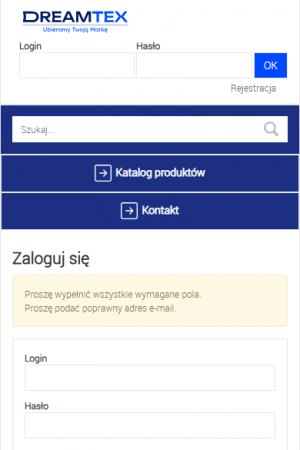 Dreamtex B2B – platforma dla agencji reklamowych – ekran mobilny 1