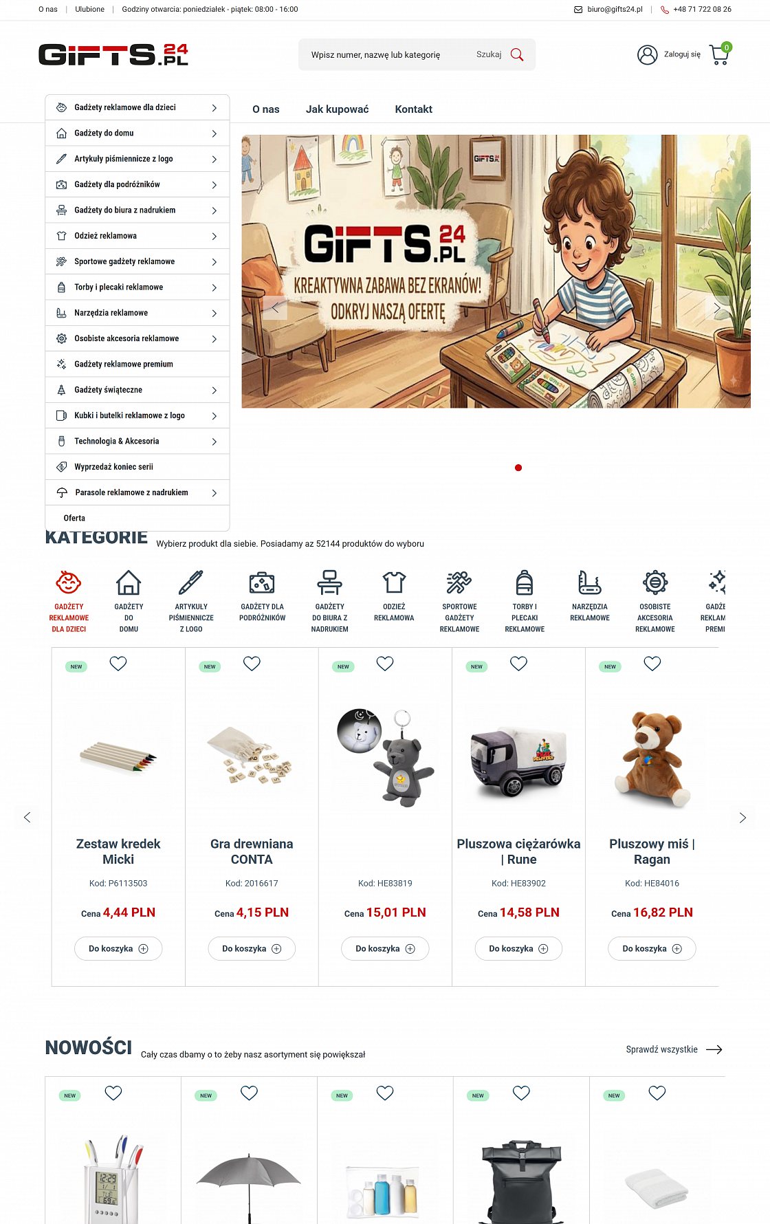 Gifts24 – Werbeartikel-Shop – Desktop-Version, Ansicht 1