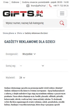 Gifts24 – sklep z gadżetami reklamowymi – ekran mobilny 2