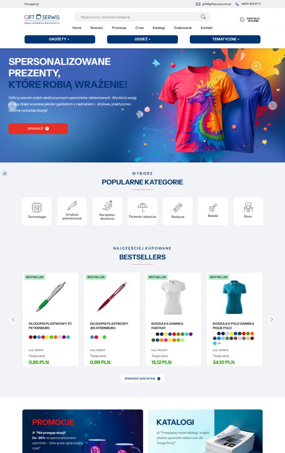 Giftserwis – promotional products shop – desktop screen 1