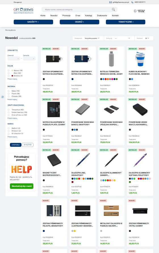 Giftserwis – promotional products shop – desktop screen 2