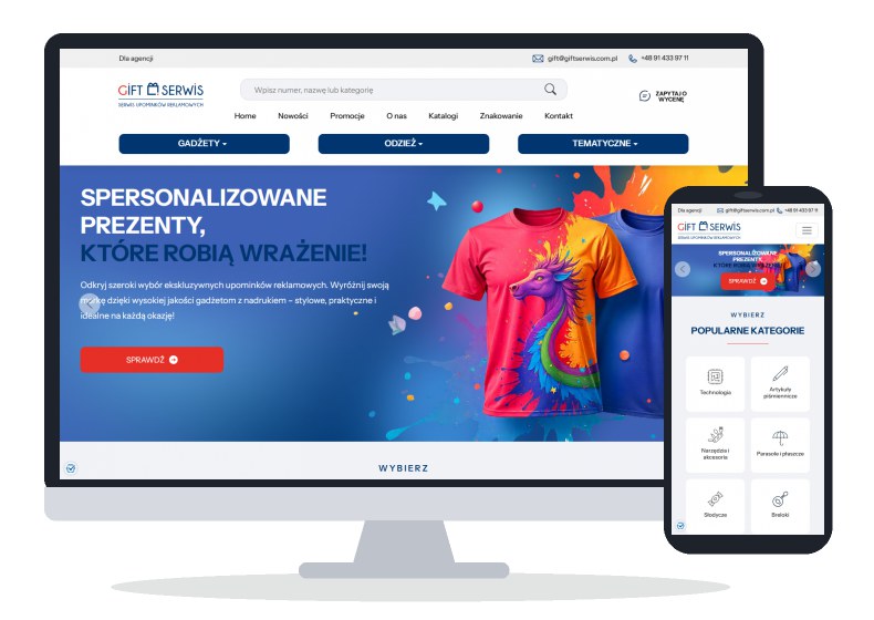 Giftserwis – promotional products shop – website on different devices