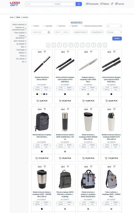 LogoGift – promotional products shop – desktop screen 2