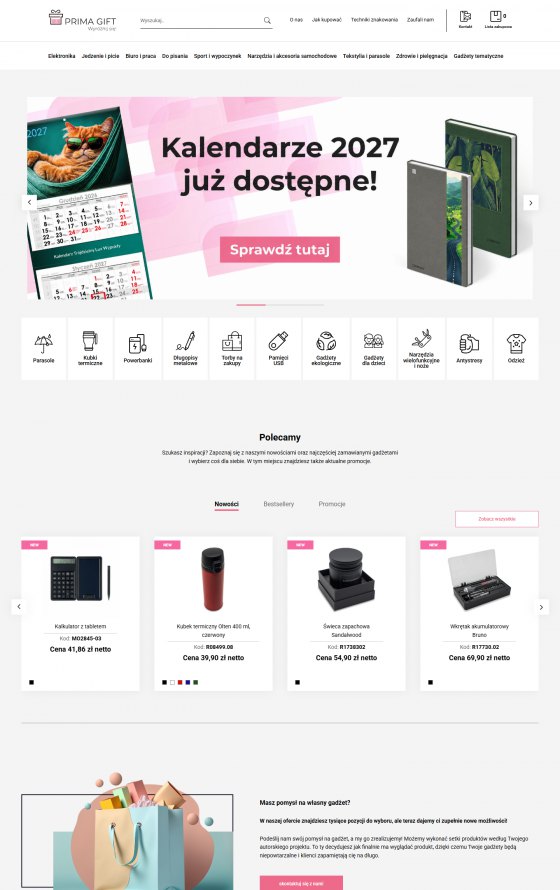 Prima Gift – promotional products shop – desktop screen 1