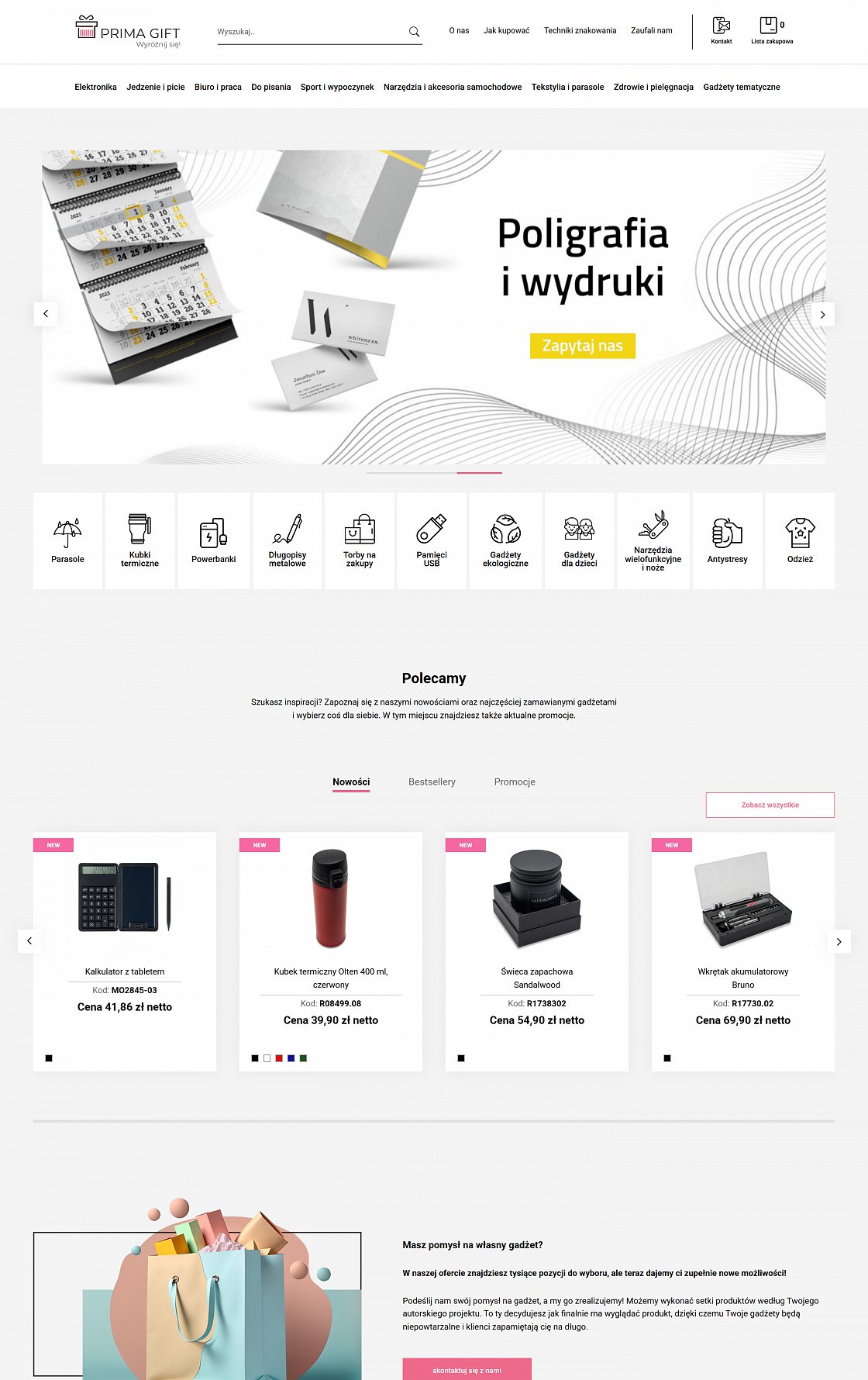 Prima Gift – Werbeartikel-Shop – Desktop-Version, Ansicht 1