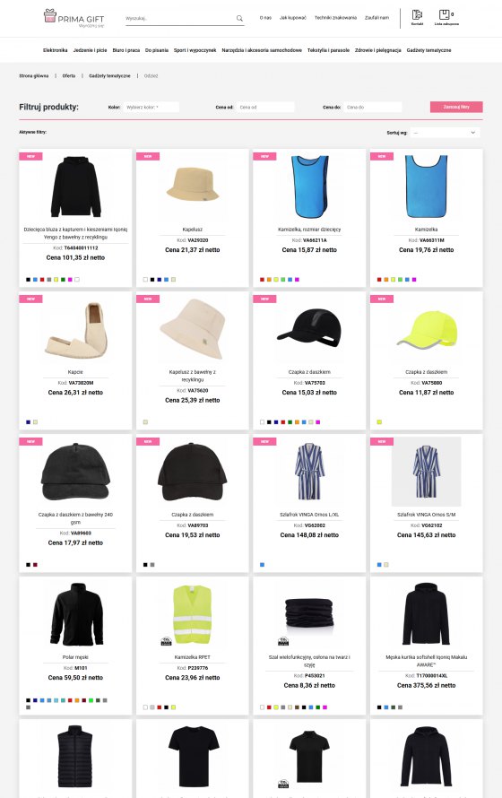 Prima Gift – promotional products shop – desktop screen 2