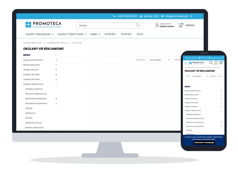 Promoteca – promotional products shop – website on different devices