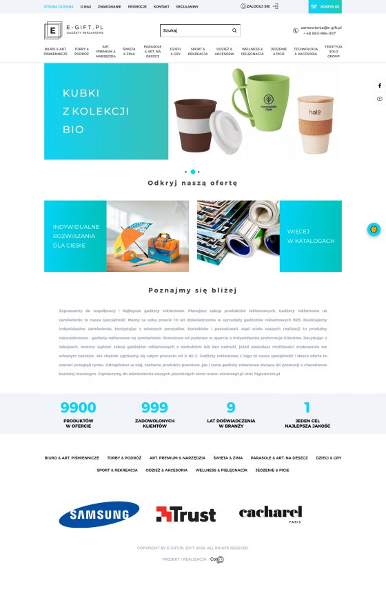 E-gift – promotional products shop – desktop screen 1