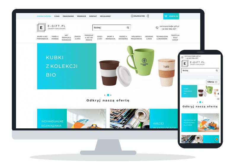 E-gift – promotional products shop – website on different devices