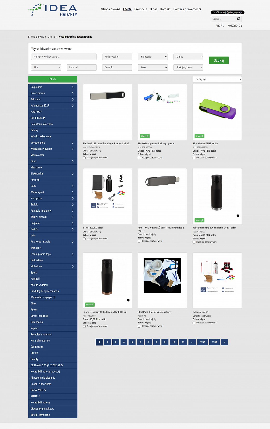 IDEA Gadżety – Shop einer Werbeagentur – Desktop-Version, Ansicht 2