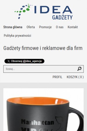 IDEA Gadżety – advertising agency shop – mobile screen 1