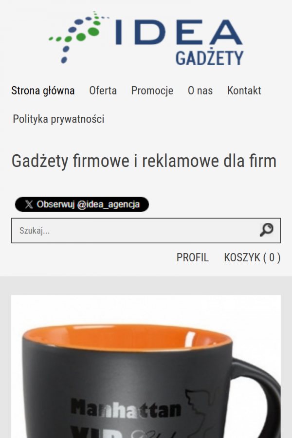 IDEA Gadżety – Shop einer Werbeagentur – mobile Version, Ansicht 1