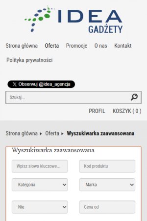 IDEA Gadżety – advertising agency shop – mobile screen 2