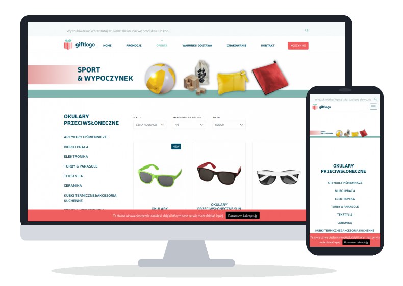 GiftLogo – promotional products shop – website on different devices