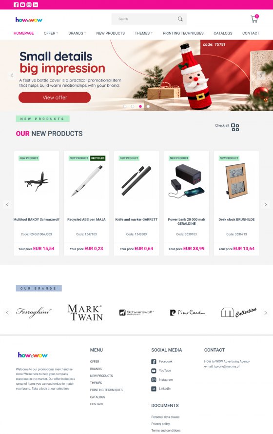 HOW to WOW – international promotional products catalogue – desktop screen 1