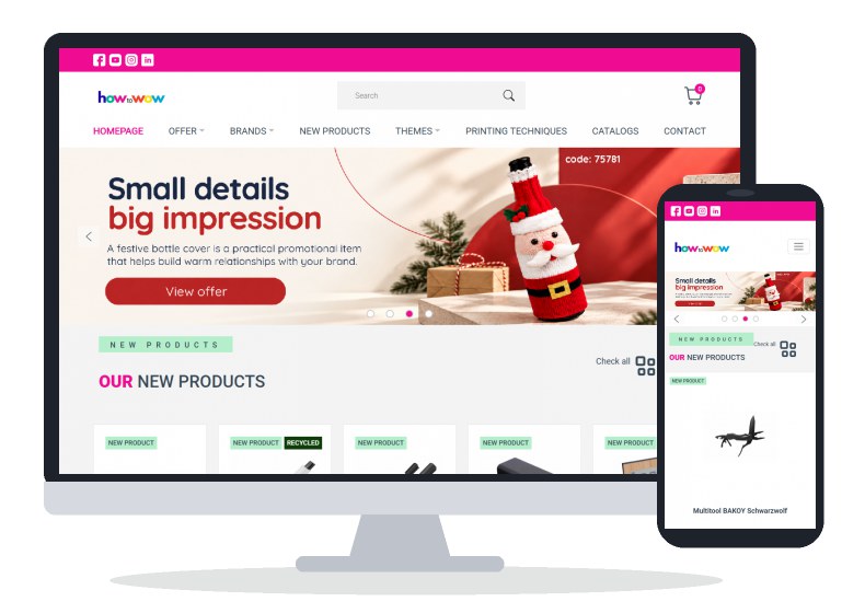 HOW to WOW – international promotional products catalogue – website on different devices