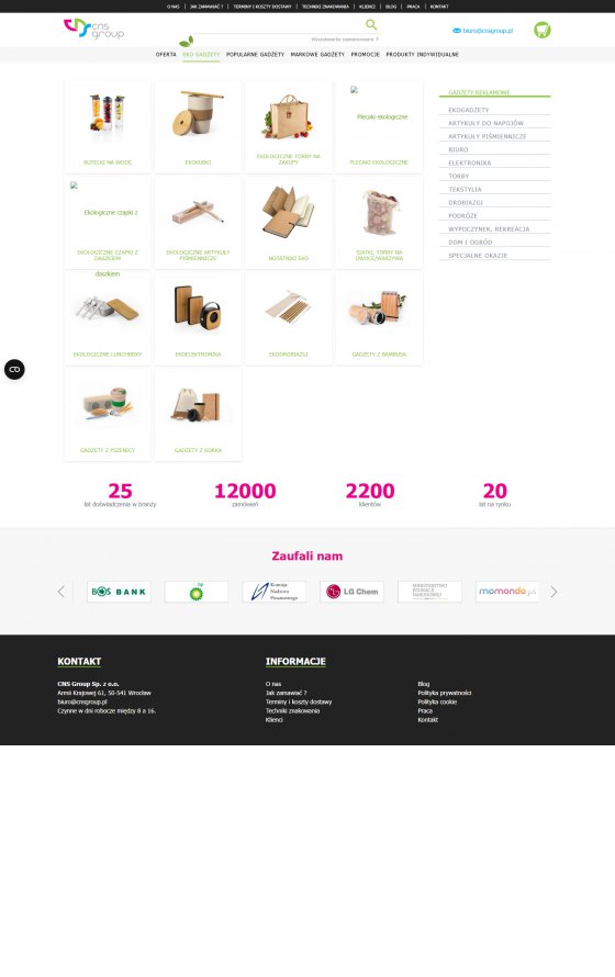 CNS Group – serwis agencji reklamowej – ekran w wersji desktop 2